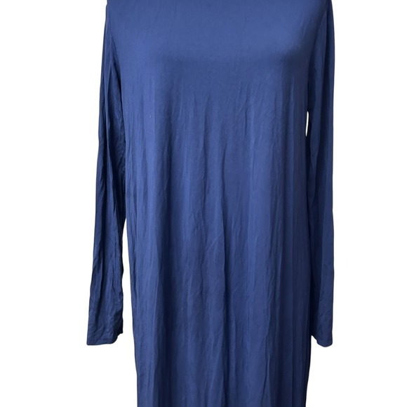 LAKE Women's Pajama Dress Size Medium Navy Blue Pima Long Sleeve Nightgown - Picture 9 of 12